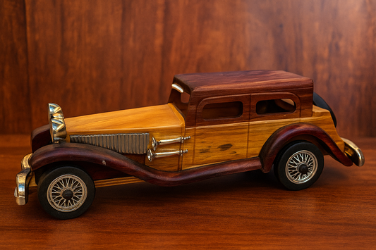 Handcrafted Wooden Vintage Car