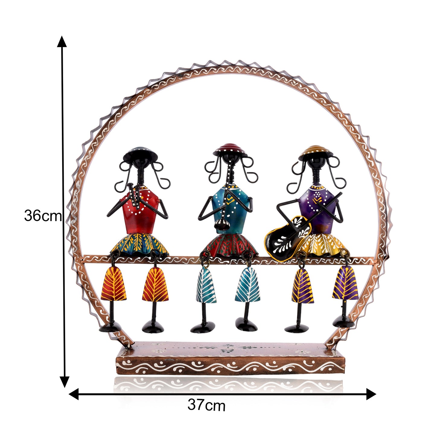Handcrafted Metal Doll Musicians in Circular Frame