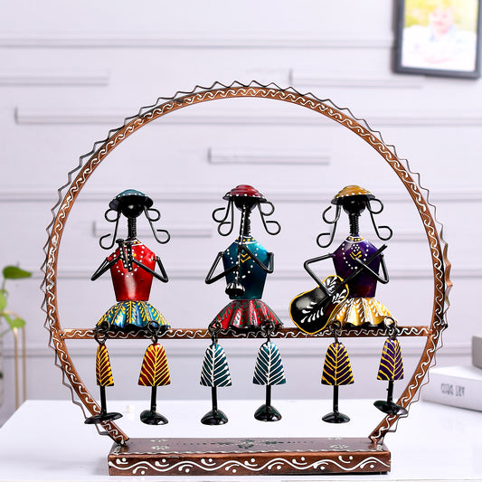 Handcrafted Metal Doll Musicians in Circular Frame