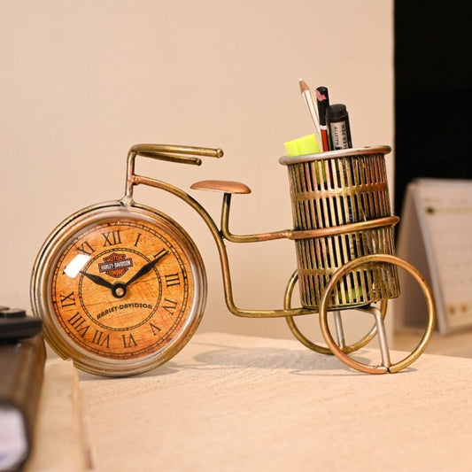 Bicycle Pen Stand with Clock