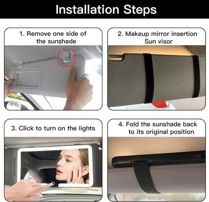 LED Vanity Car Mirror I Perfect Makeup Anytime, Anywhere!