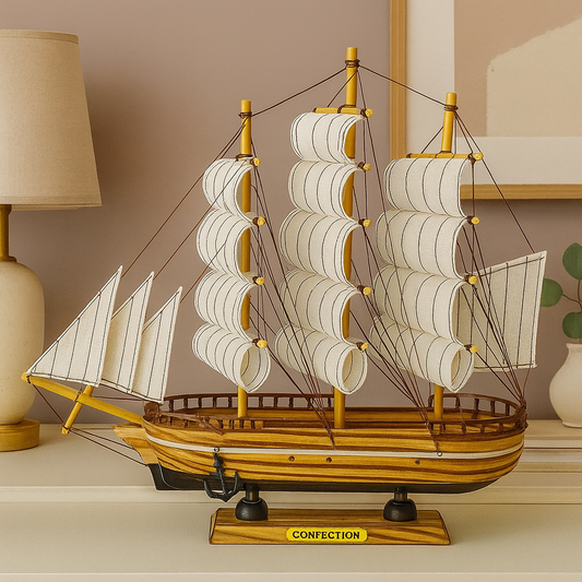 The Grand Voyager – Handcrafted Wooden Ship Showpiece