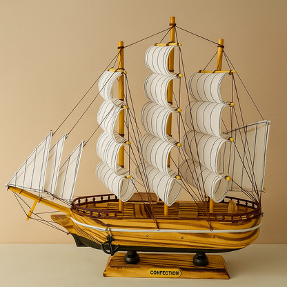 The Grand Voyager – Handcrafted Wooden Ship Showpiece